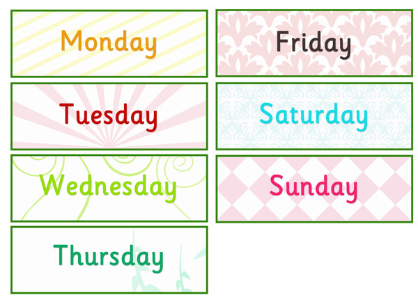  Free Printable Days Of The Week Labels Printable Templates