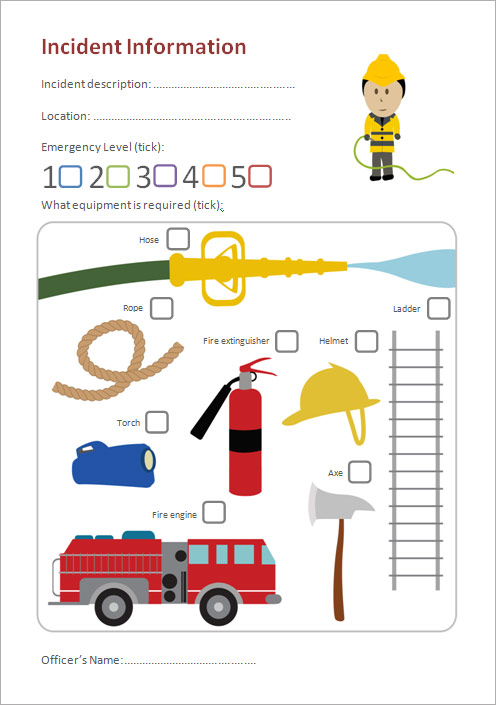 Fire Station Role Play Incident Form (EYFS, KS1) | Free Early Years