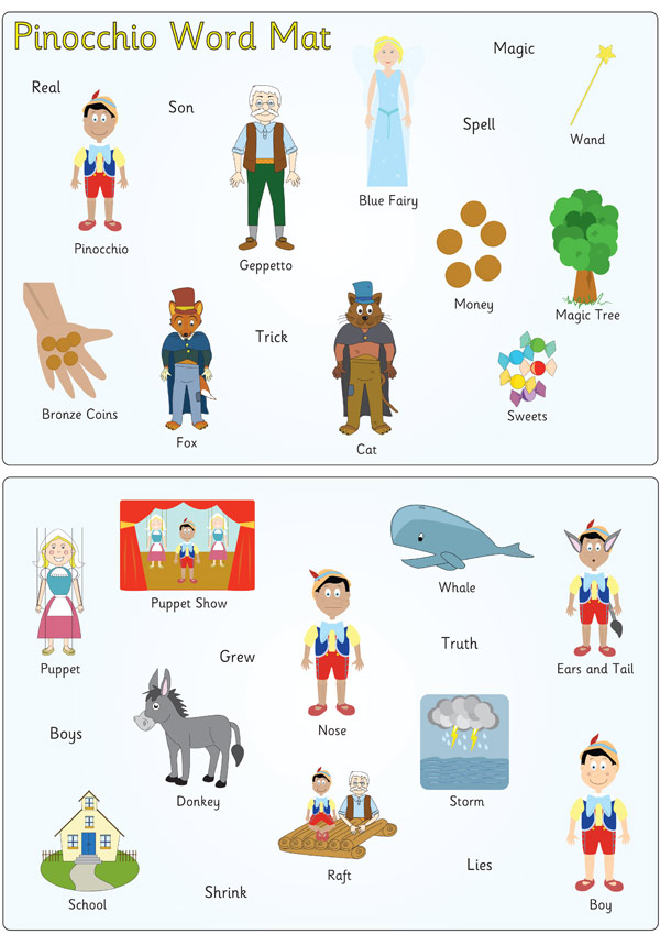 Pinocchio Word and Image Mats Free Early Years & Primary Teaching Resources (EYFS & KS1)