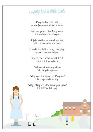 Early Learning Resources Mary had a Little Lamb Nursery Rhyme | EYFS