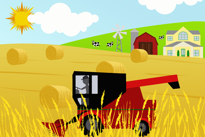 Early Learning Resources Combine Harvester in Field - Free Early Years