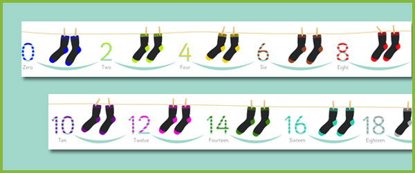 Counting in 2s (Socks)