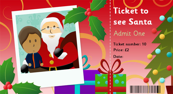 Early Learning Resources Editable Ticket To See Santa