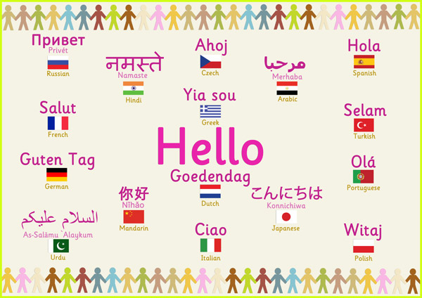Early Learning Resources Multilingual 'Hello' Poster
