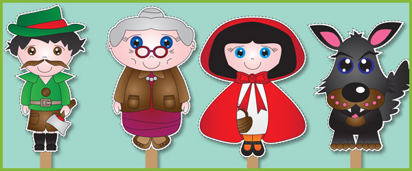 Early Learning Resources Red Riding Hood Stick Puppets Free
