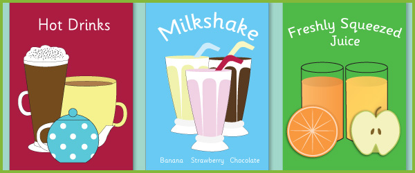Cafe Role-Play Posters: Beverage Posters Free Early Cafe Role-Play Posters: Beverage Posters Free Early