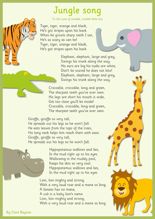 Jungle Songs for Kindergarten Down in the Jungle Rhyme