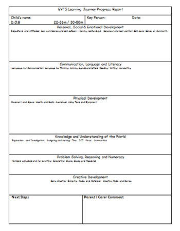 EYFS Learning Journey Progress Report Free Early Years EYFS Learning Journey Progress Report Free Early Years