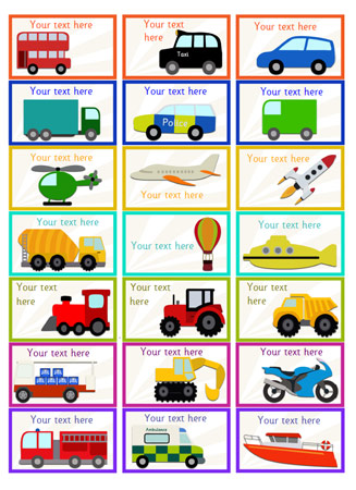 Early Learning Resources Editable Vehicle Themed Stickers (EYFS, KS1)