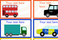 Editable Vehicle Themed Stickers