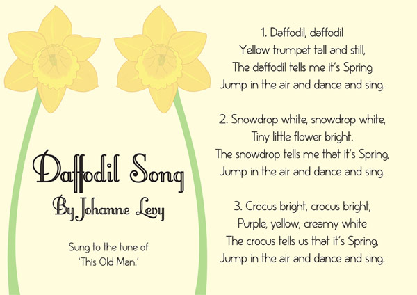 Early Learning Resources Illustrated Daffodil Song Sheet - St David's