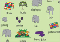 Elmer the Elephant Word and Image Mats