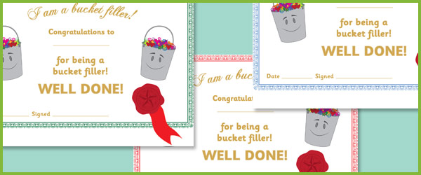 Have You Filled A Bucket Today? Editable Certificates