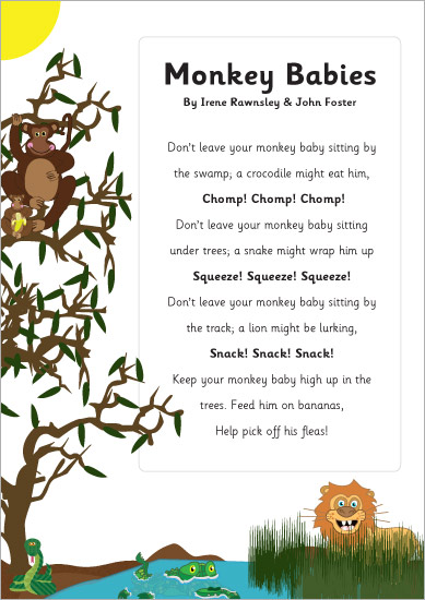 Early Learning Resources Monkey Babies Poem | EYFS & KS1 Poetry