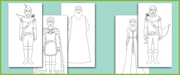 Robin Hood colouring sheets