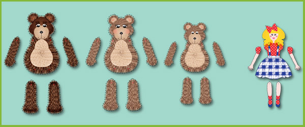 Goldilocks and the Three Bears Stick Puppets