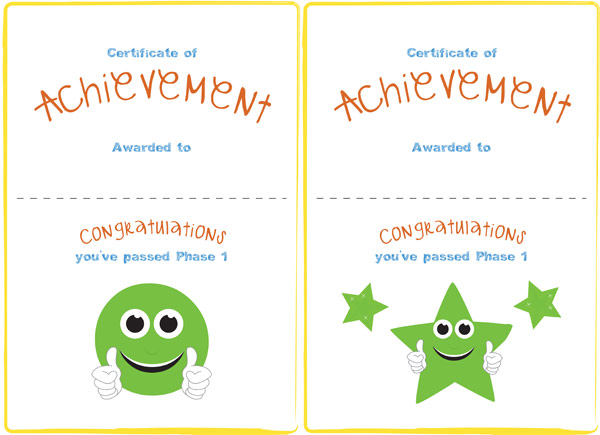 Phase 1 Editable Certificate  Free Early Years & Primary 