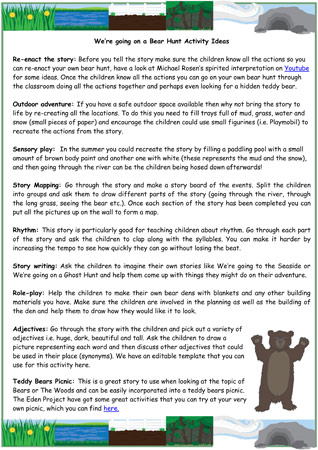 Early Learning Resources We're Going on a Bear Hunt Activity Ideas