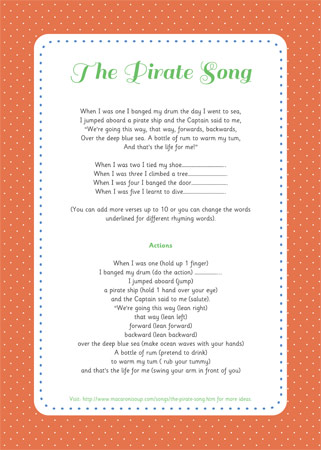 Early Learning Resources The Pirate Song