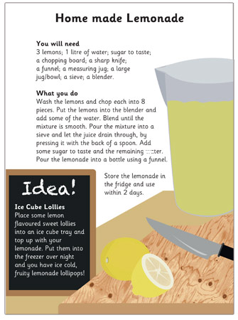 Early Learning Resources Homemade Lemonade Recipe