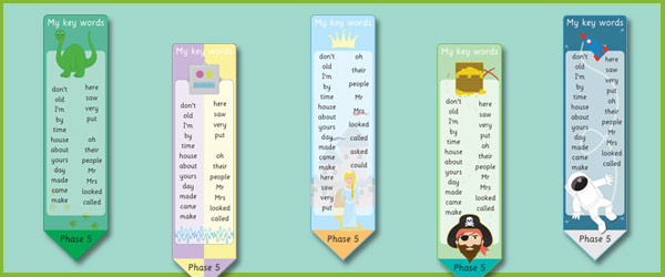Phase 5 High Frequency Word Bookmarks