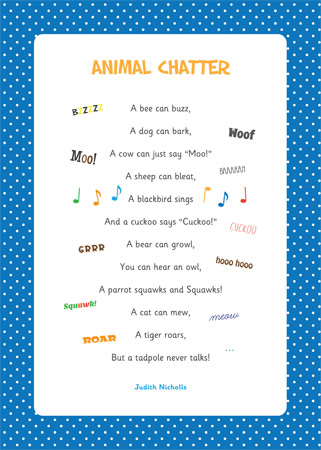 Early Learning Resources Animal Chatter Poem | EYFS and KS1