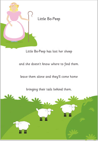 Early Learning Resources Little Bo Peep Nursery Rhyme | EYFS and KS1