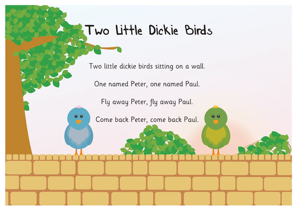 Early Learning Resources Two Little Dickie Birds Nursery Rhyme EYFS Early Learning Resources Two Little Dickie Birds Nursery Rhyme EYFS