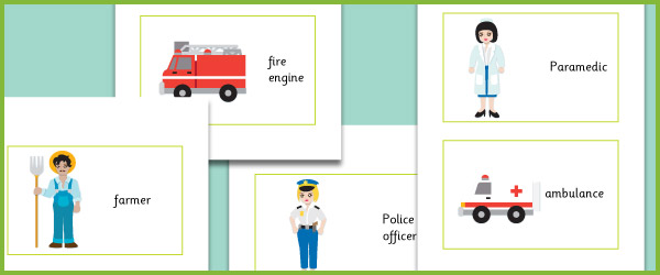 Workers and their Vehicles Flash Cards
