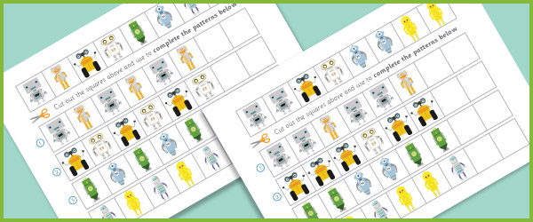 Early Learning Resources Complete The Pattern Worksheets – Robots