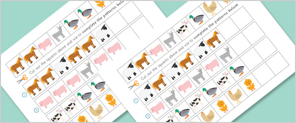 Farm Animals Worksheets - Complete The Pattern