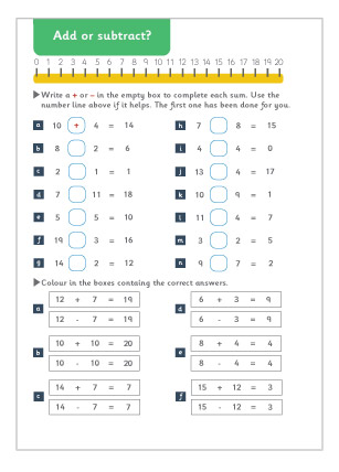 Early Learning Resources Add or Subtract Maths Worksheet