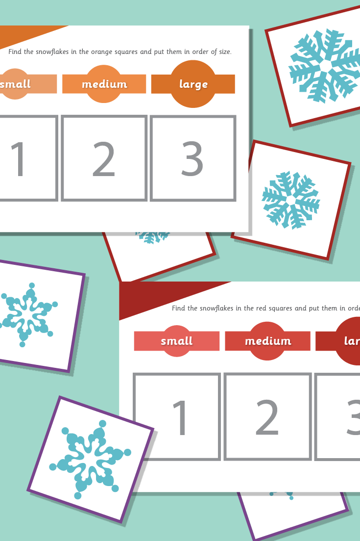 Snowflakes Size Sorting Activity