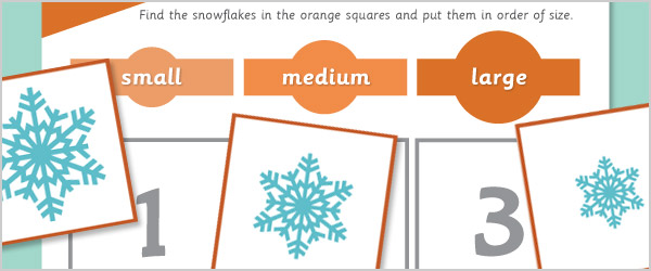 Snowflakes Size Sorting Activity