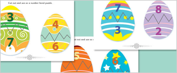 Easter Egg Number Bond Puzzles to 10
