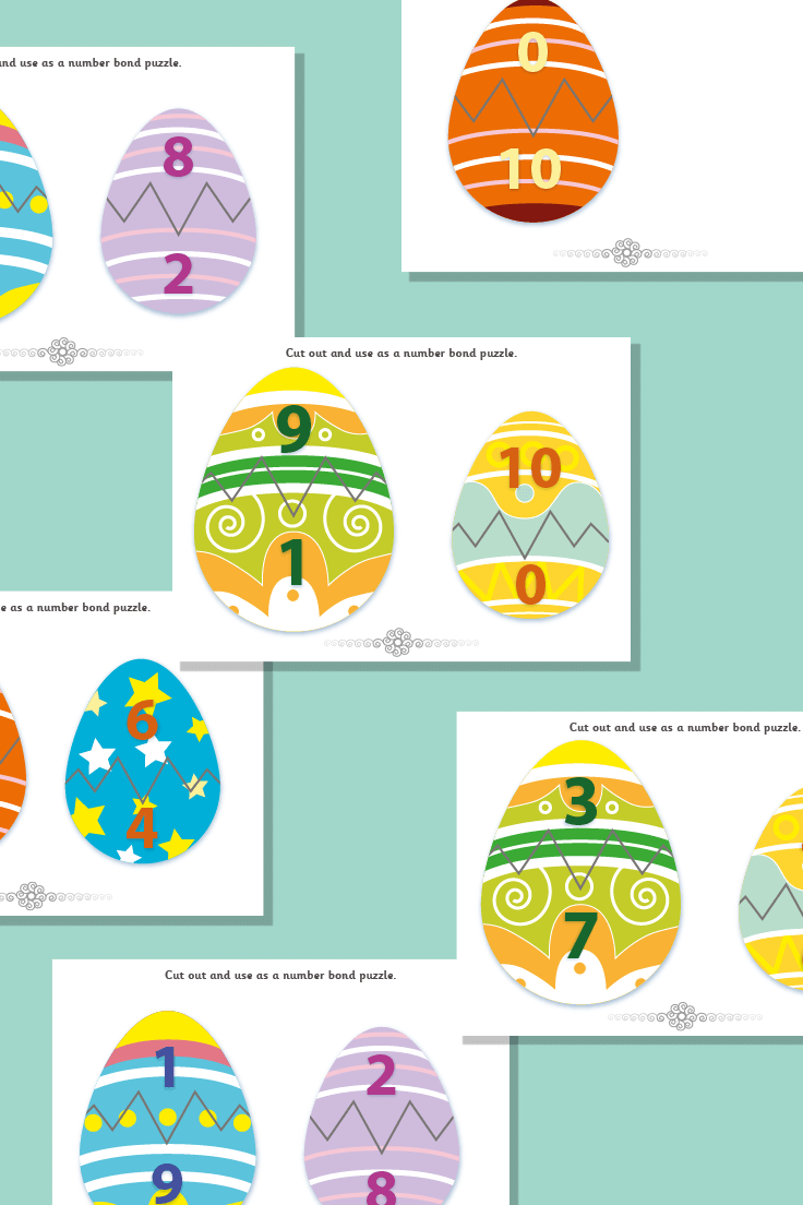 Easter Egg Number Bond Puzzles to 10