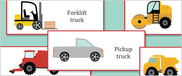 Work Vehicles Topic Cards