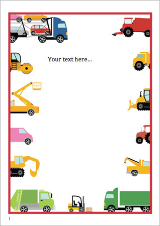 Work Vehicles Editable Notepaper