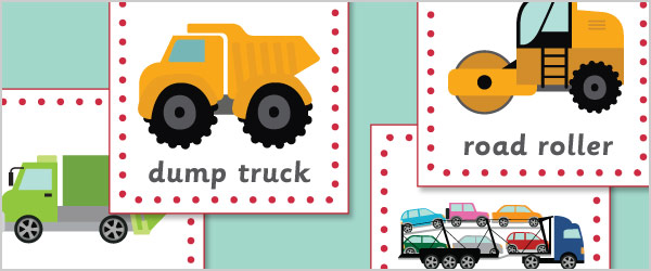 Work Vehicles 15cm Cards
