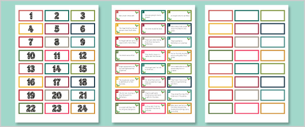 Nativity Story Advent Calendar Template