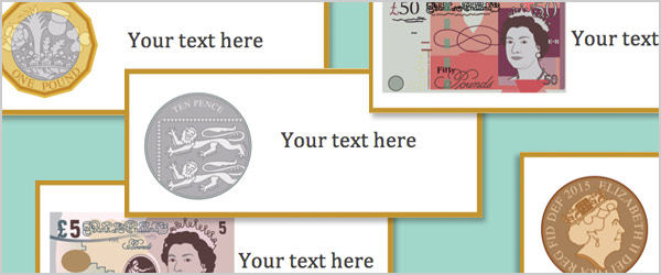 British Currency Editable Labels