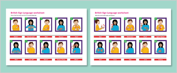 British Sign Language Multiple Choice Worksheet