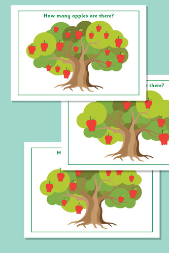 Counting / Estimating Apples Flash Cards