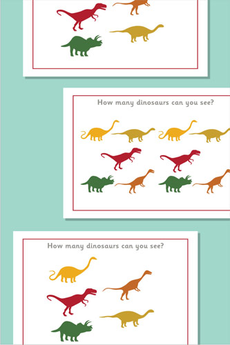 Counting / Estimation Flash Cards - Dinosaurs