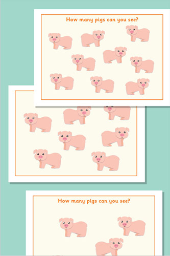 Counting / Estimating Pigs Flash Cards