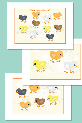 Estimating / Counting Chicks Flash Cards