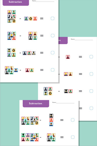 Superhero Subtraction Worksheets