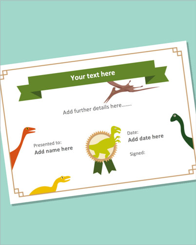 Editable Dinosaur Certificate